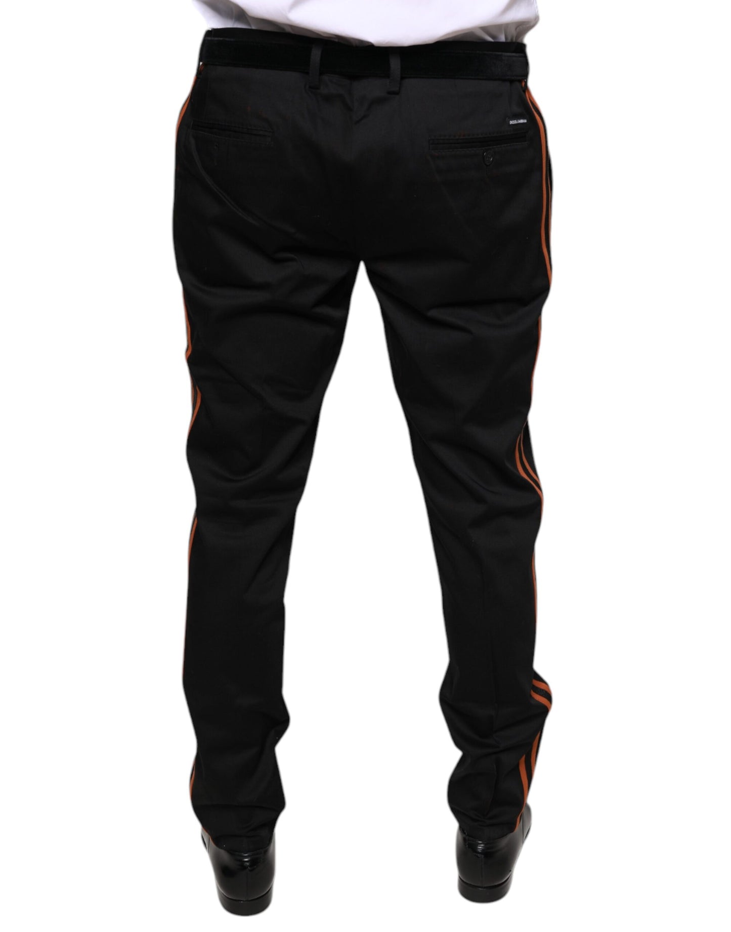 Dolce & Gabbana Black Cotton Stretch Skinny Men Dress Pants by Dolce & Gabbana