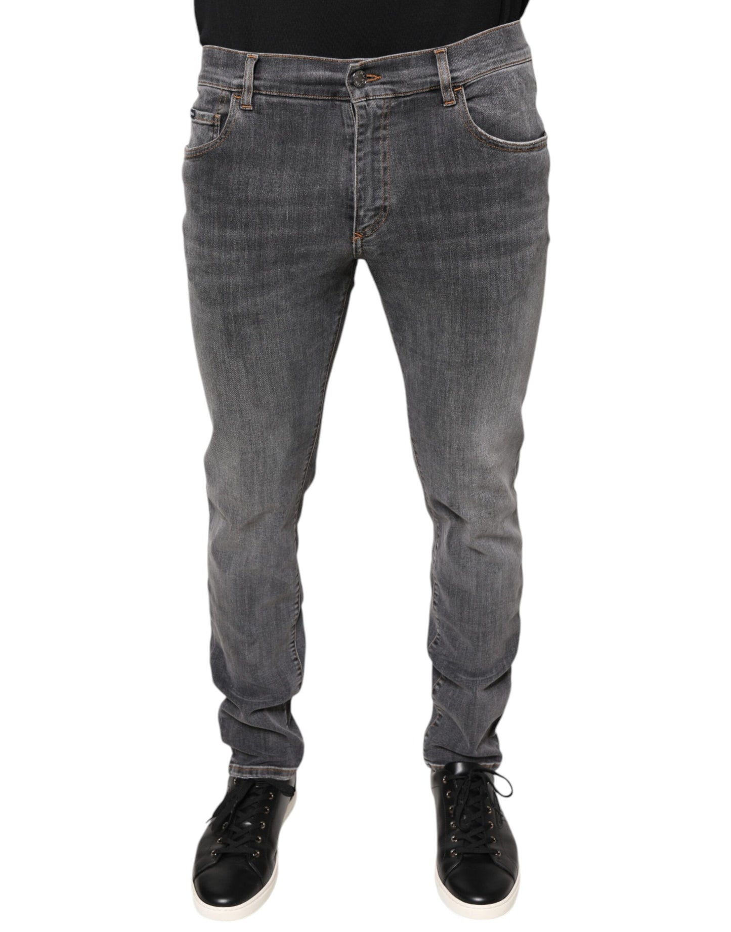Dolce & Gabbana Dark Gray Cotton Stretch Skinny Denim Jeans by Dolce & Gabbana