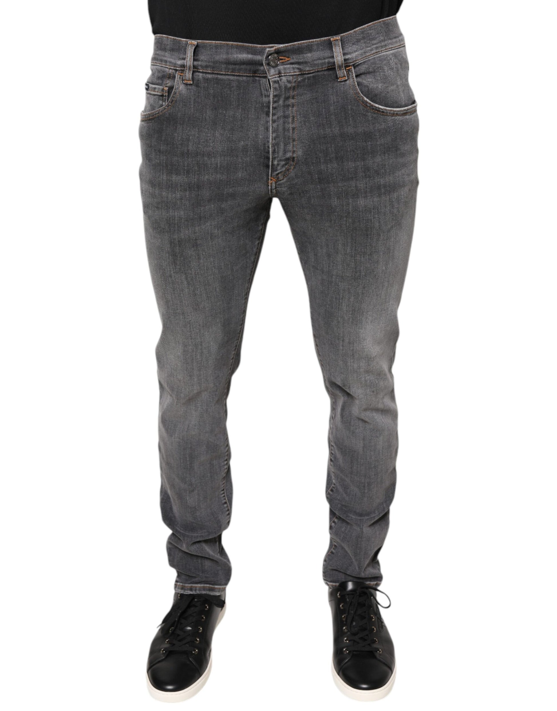 Dolce & Gabbana Dark Gray Cotton Stretch Skinny Denim Jeans by Dolce & Gabbana