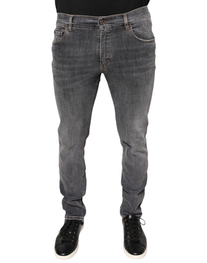 Dolce & Gabbana Dark Gray Cotton Stretch Skinny Denim Jeans by Dolce & Gabbana