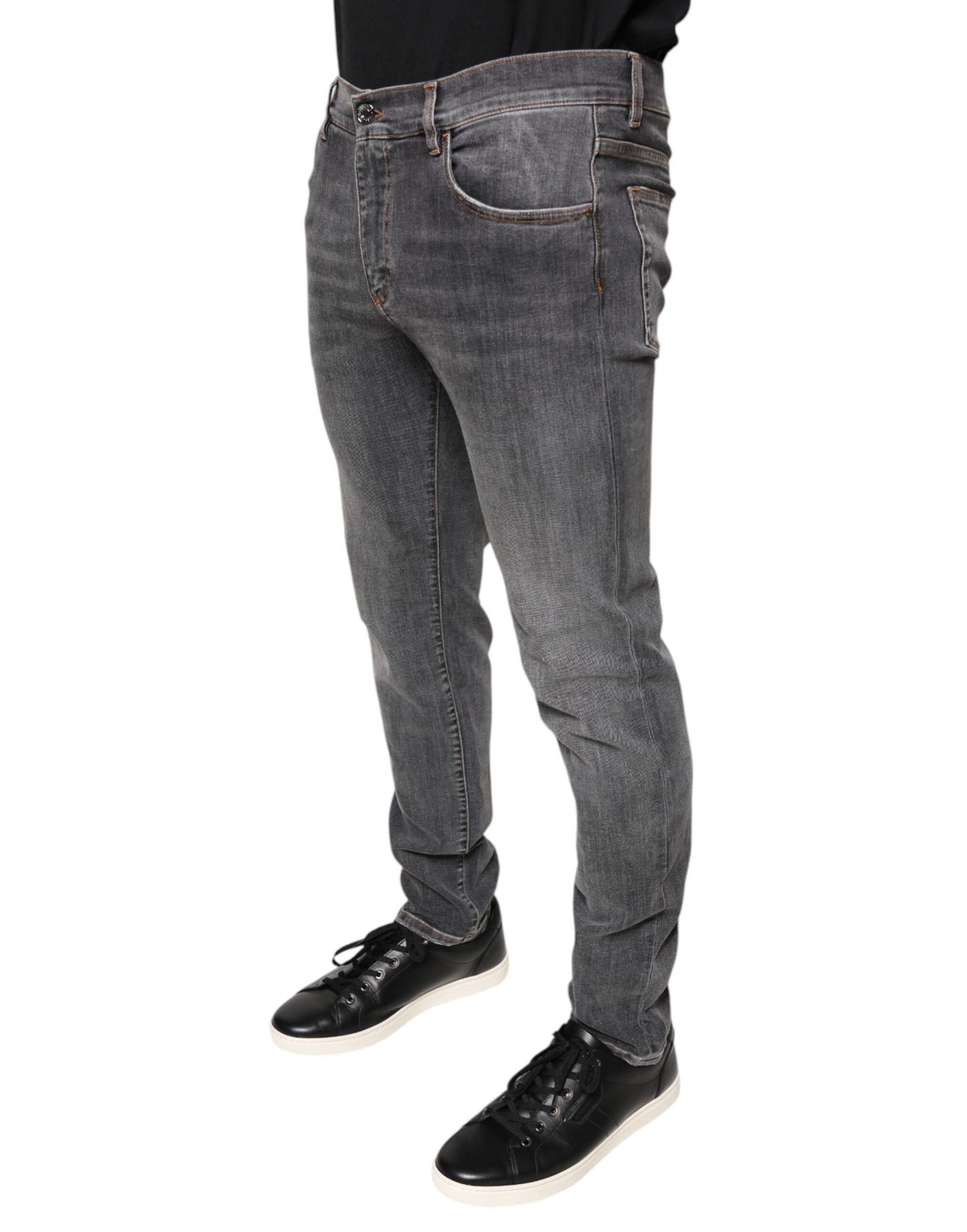 Dolce & Gabbana Dark Gray Cotton Stretch Skinny Denim Jeans by Dolce & Gabbana