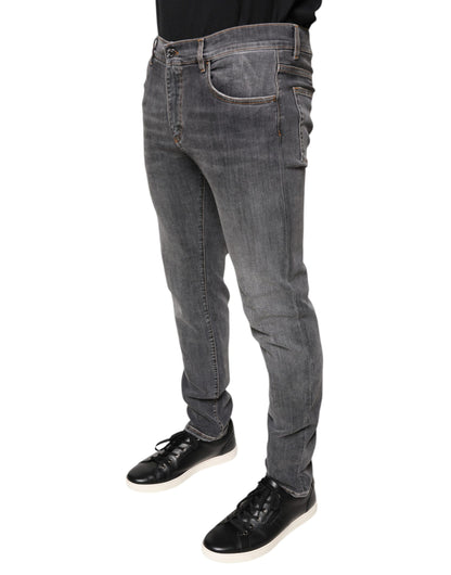 Dolce & Gabbana Dark Gray Cotton Stretch Skinny Denim Jeans by Dolce & Gabbana