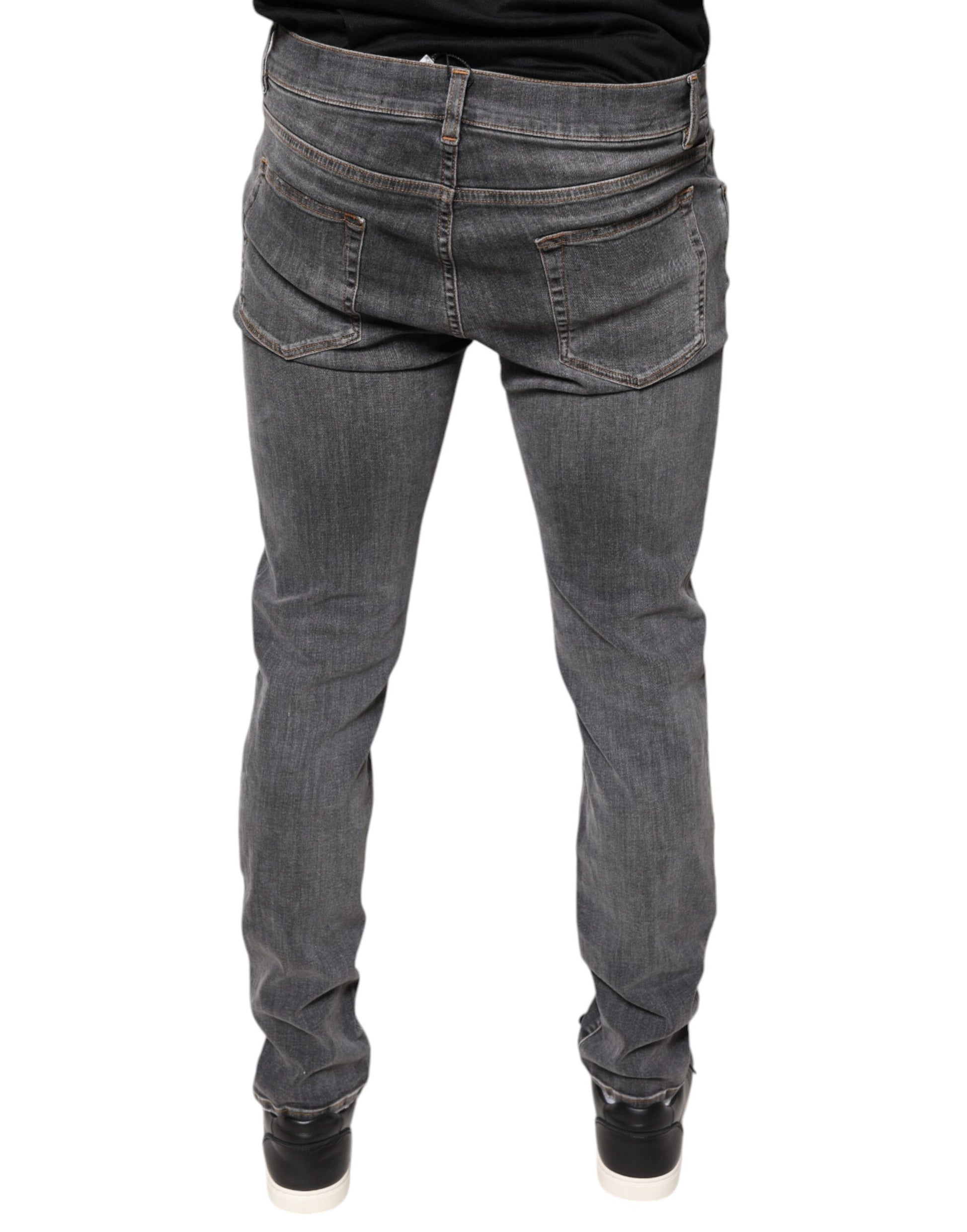 Dolce & Gabbana Dark Gray Cotton Stretch Skinny Denim Jeans by Dolce & Gabbana