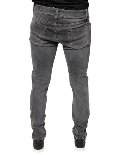 Dolce & Gabbana Dark Gray Cotton Stretch Skinny Denim Jeans by Dolce & Gabbana