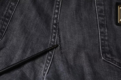 Dolce & Gabbana Dark Gray Tattered Cotton Skinny Denim Jeans by Dolce & Gabbana