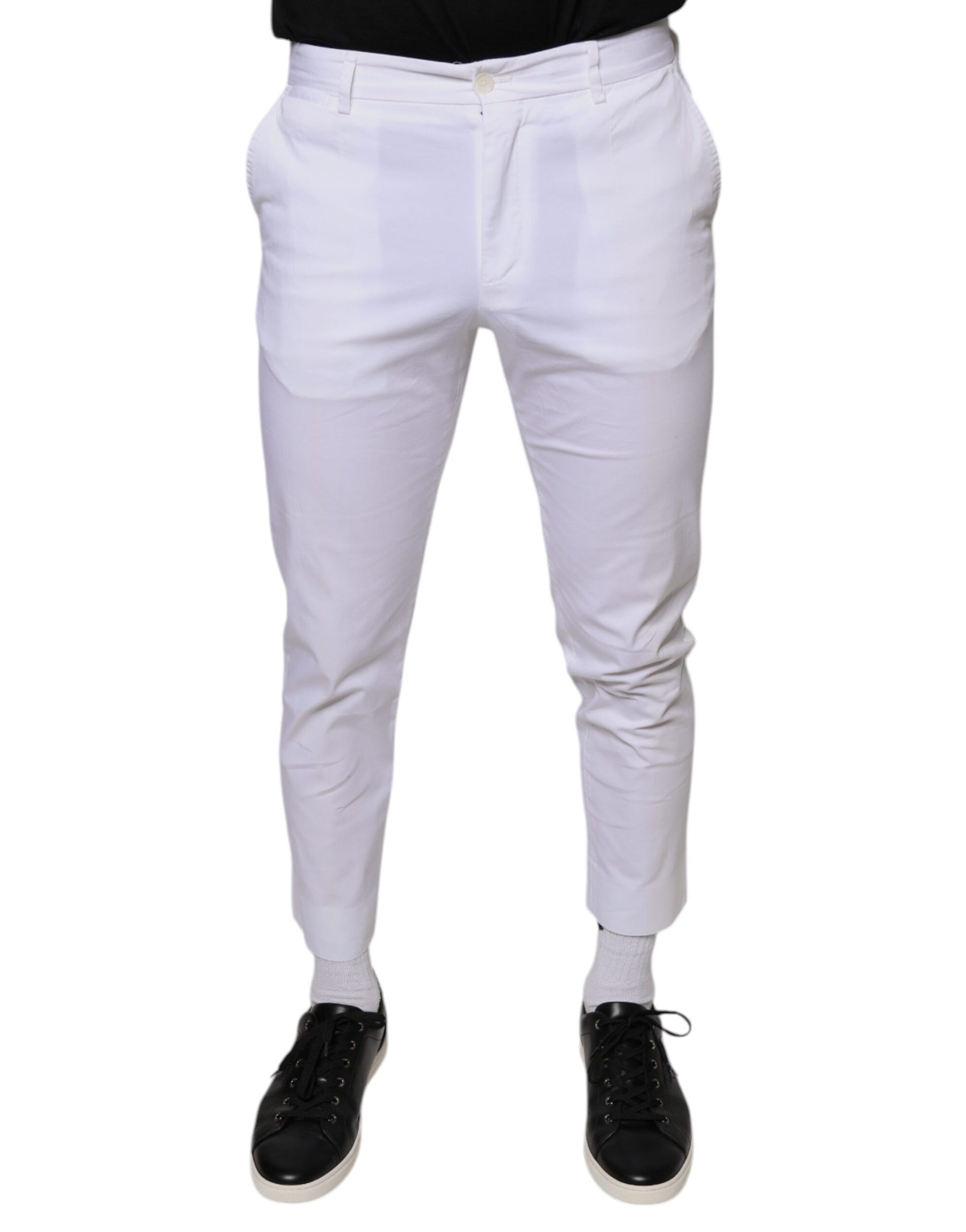Dolce & Gabbana White Cotton Skinny Dress Pants by Dolce & Gabbana