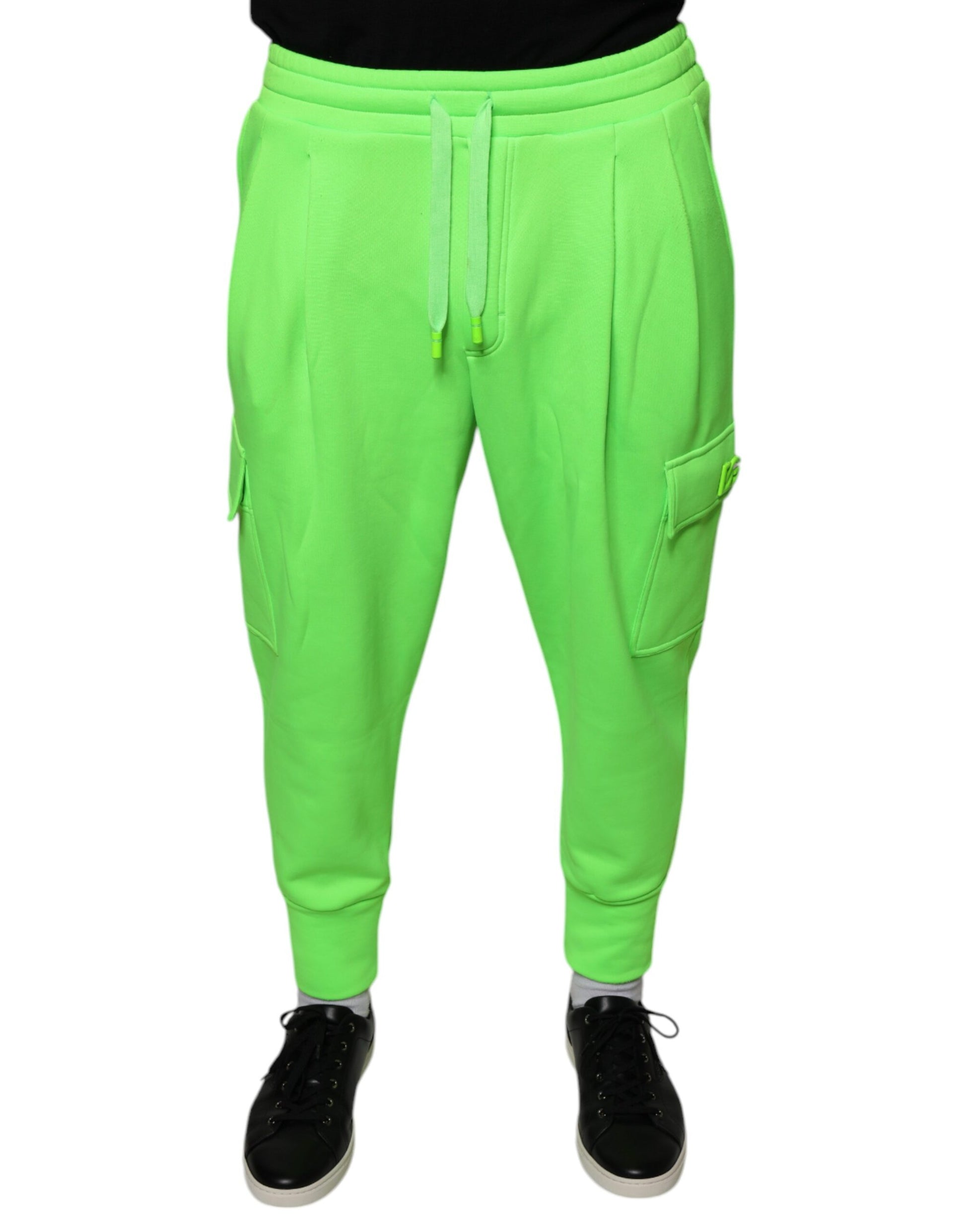 Dolce & Gabbana Neon Green Polyester Cargo Jogger Sweatpants Pants by Dolce & Gabbana