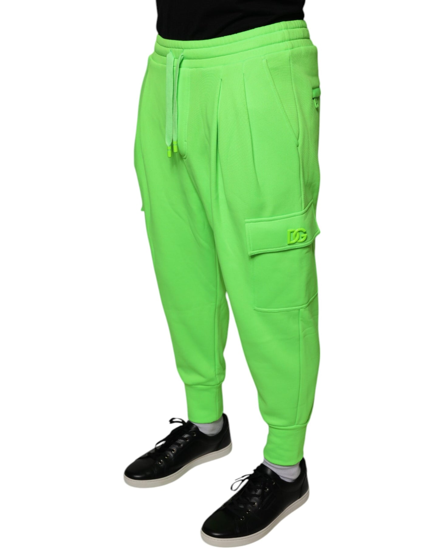 Dolce & Gabbana Neon Green Polyester Cargo Jogger Sweatpants Pants by Dolce & Gabbana