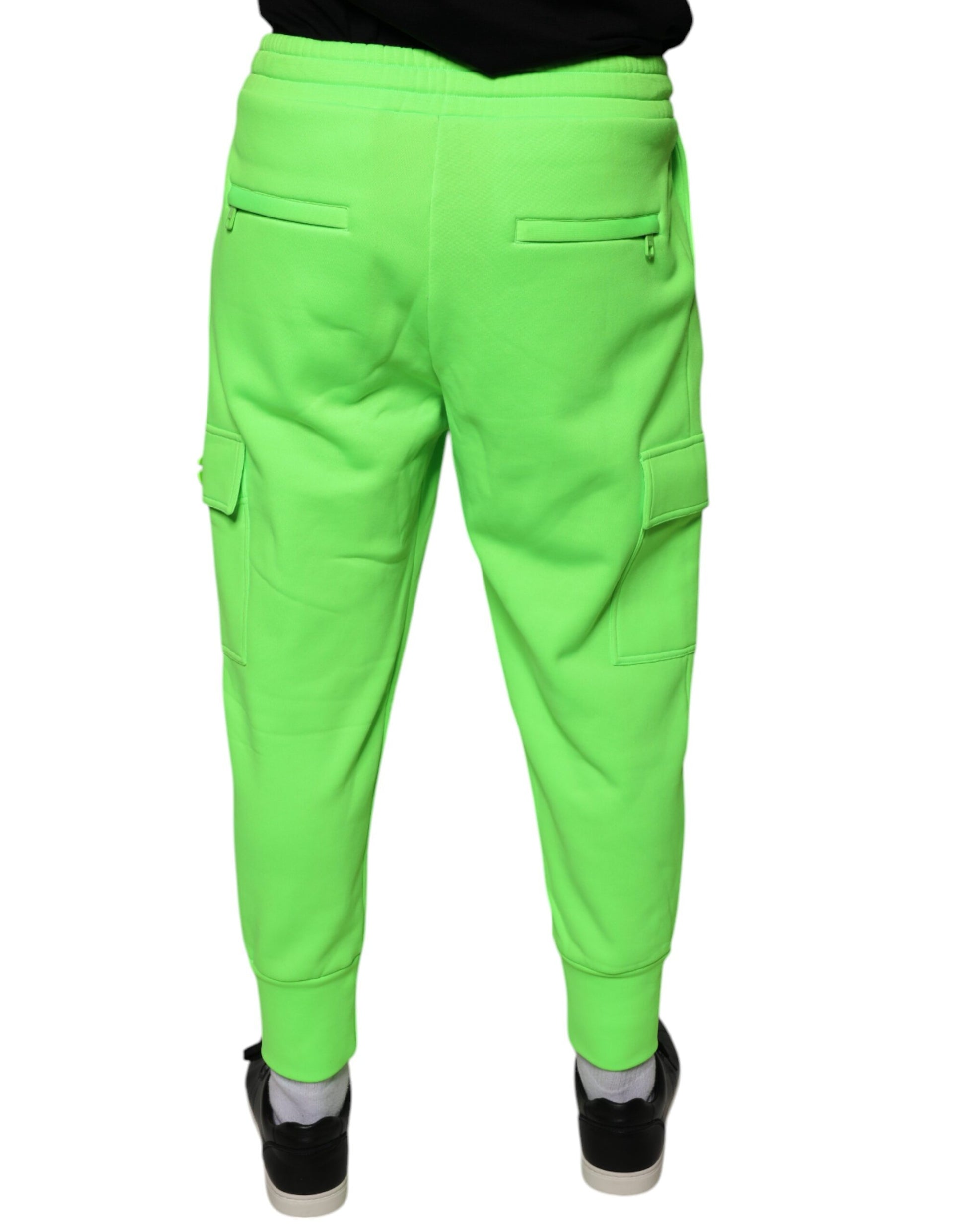 Dolce & Gabbana Neon Green Polyester Cargo Jogger Sweatpants Pants by Dolce & Gabbana