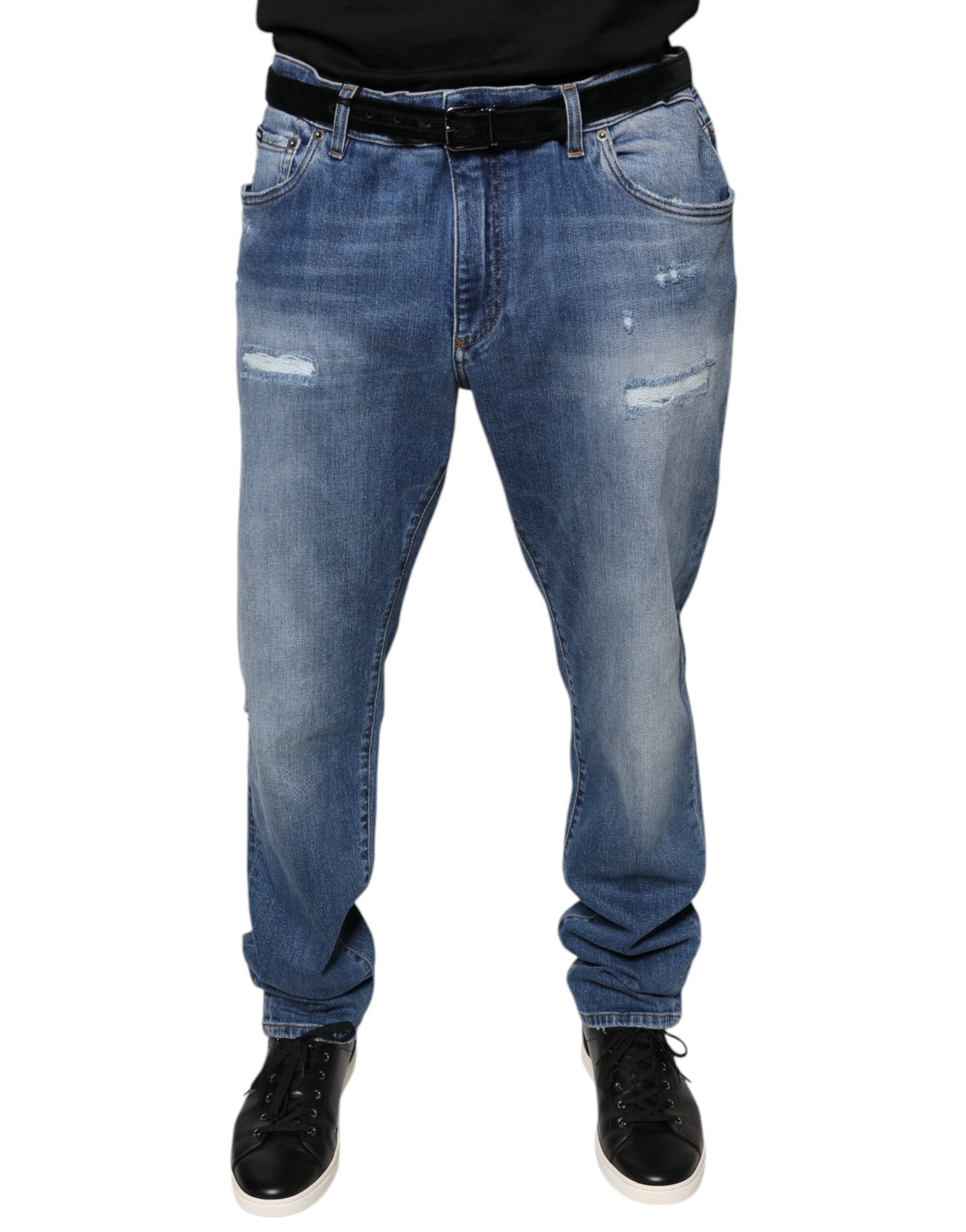 Dolce & Gabbana Blue Washed Cotton Stretch Men Denim Jeans by Dolce & Gabbana