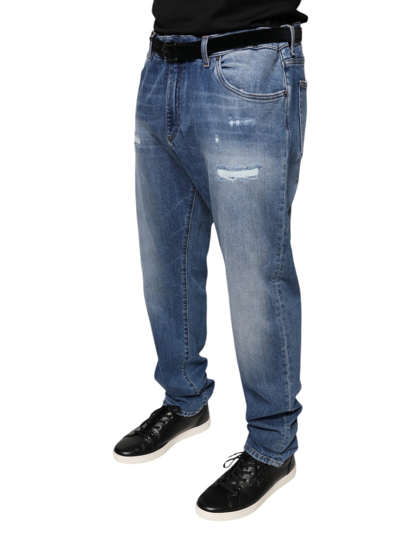 Dolce & Gabbana Blue Washed Cotton Stretch Men Denim Jeans by Dolce & Gabbana