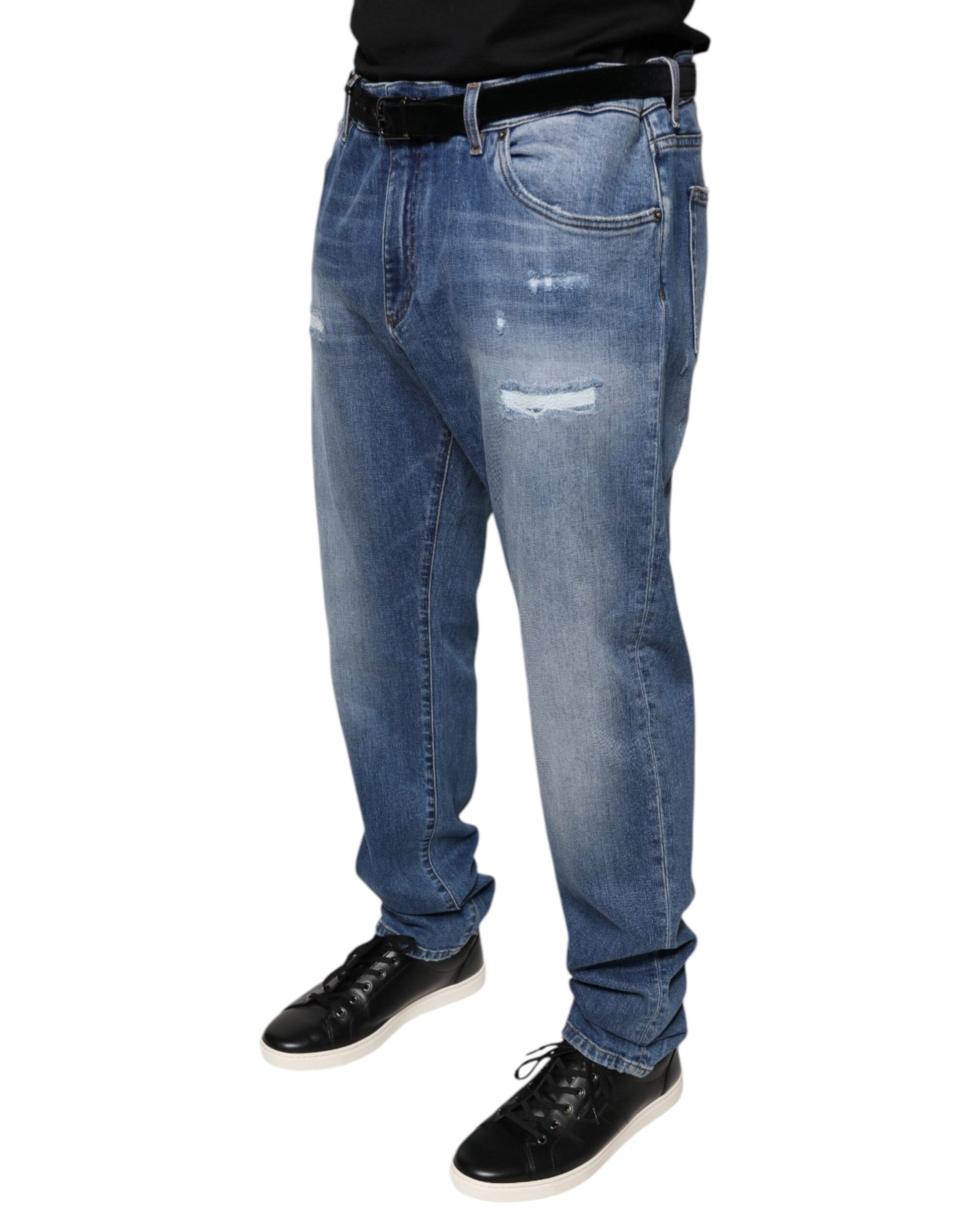Dolce & Gabbana Blue Washed Cotton Stretch Men Denim Jeans by Dolce & Gabbana