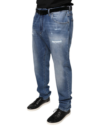 Dolce & Gabbana Blue Washed Cotton Stretch Men Denim Jeans by Dolce & Gabbana