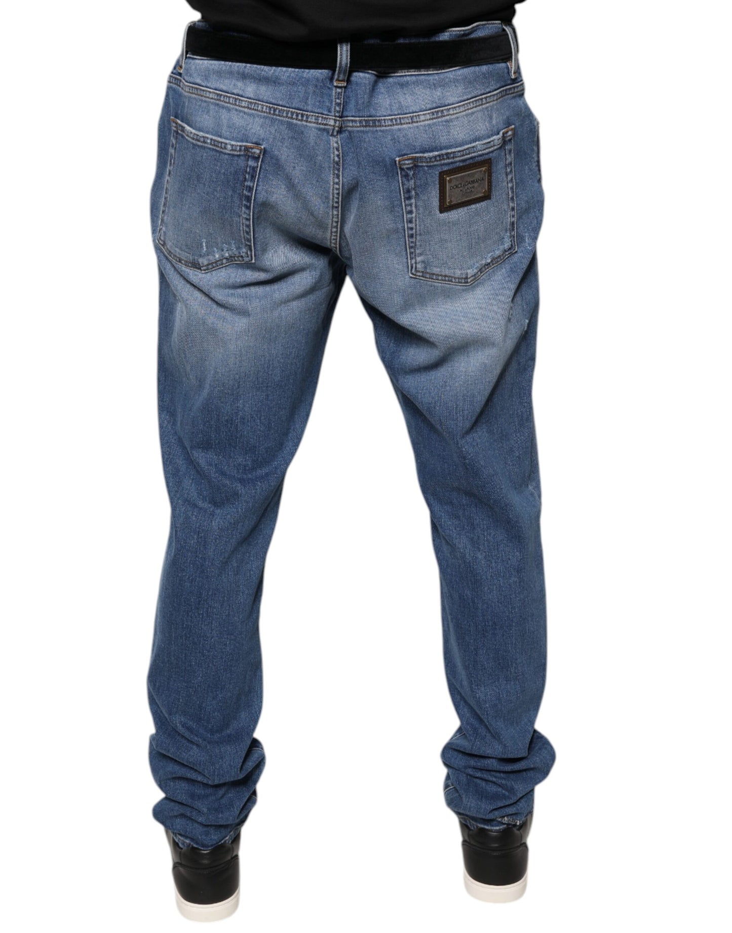 Dolce & Gabbana Blue Washed Cotton Stretch Men Denim Jeans by Dolce & Gabbana