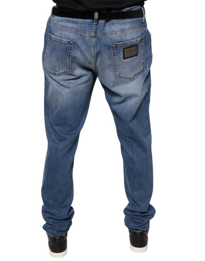Dolce & Gabbana Blue Washed Cotton Stretch Men Denim Jeans by Dolce & Gabbana