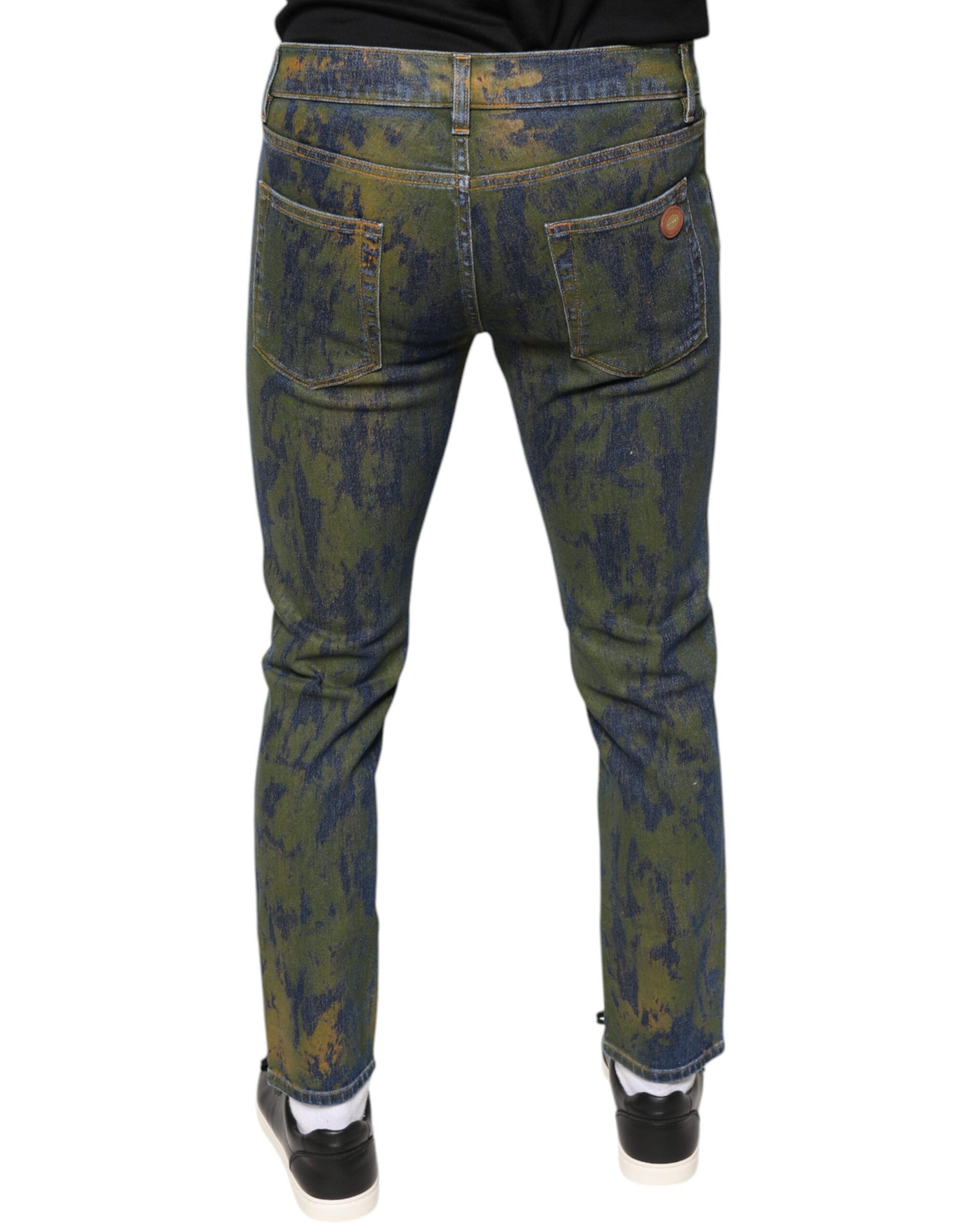Dolce & Gabbana Blue Cotton Dye Slim Fit Men Denim Jeans by Dolce & Gabbana