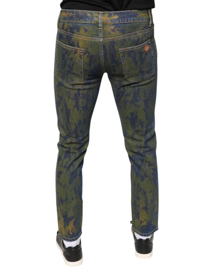 Dolce & Gabbana Blue Cotton Dye Slim Fit Men Denim Jeans by Dolce & Gabbana