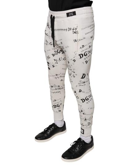 Dolce & Gabbana White Printed Cotton Jogger Sweatpants Pants by Dolce & Gabbana