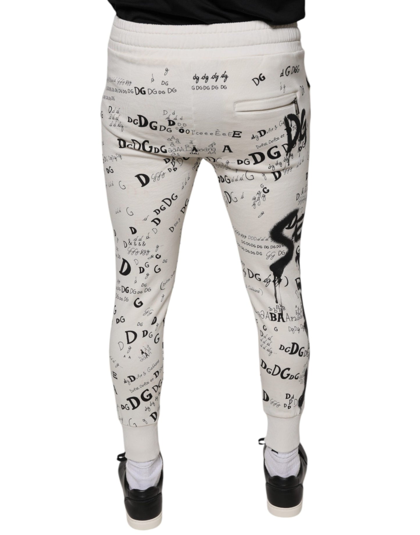 Dolce & Gabbana White Printed Cotton Jogger Sweatpants Pants by Dolce & Gabbana