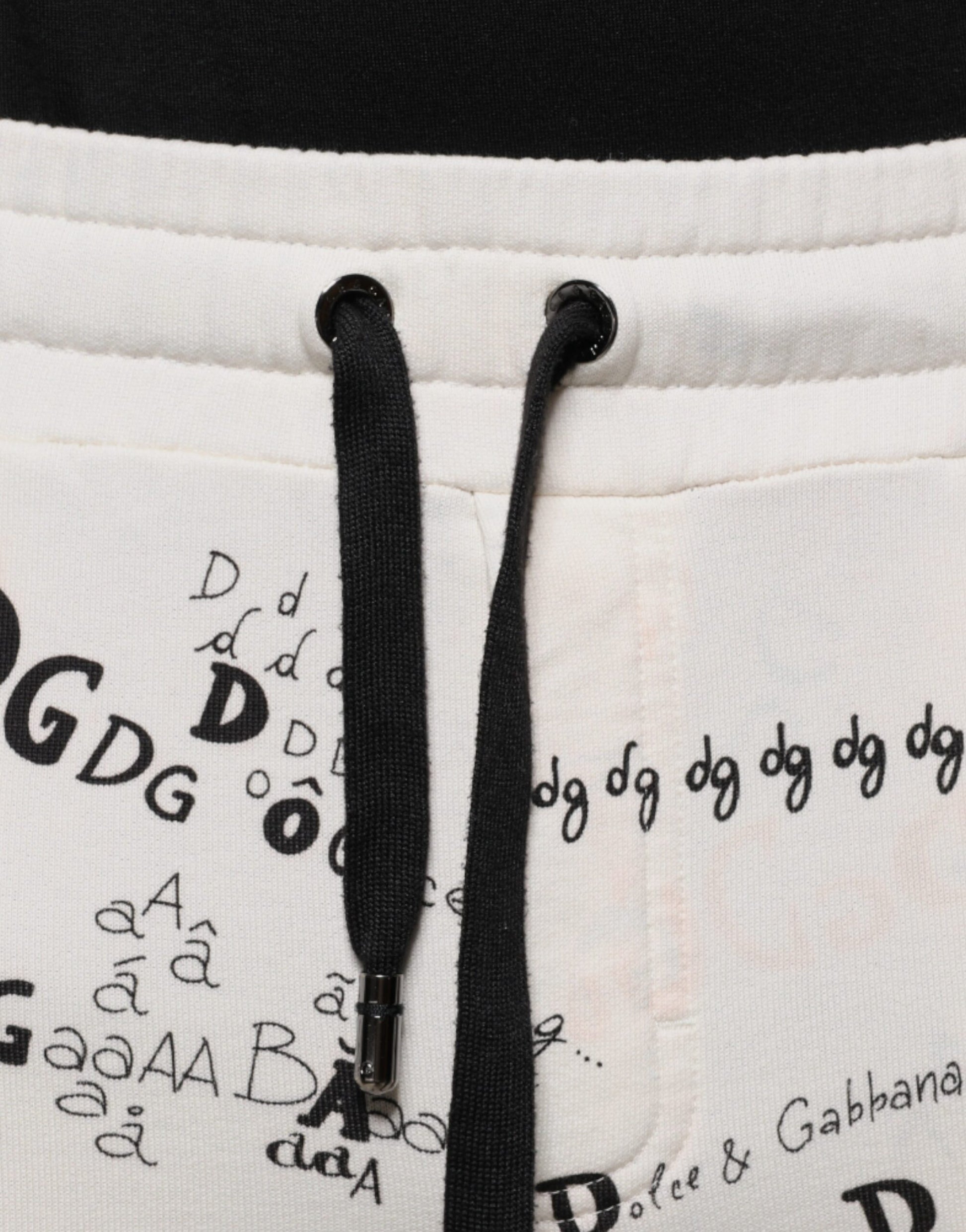 Dolce & Gabbana White Printed Cotton Jogger Sweatpants Pants by Dolce & Gabbana