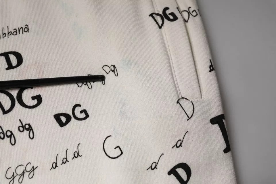 Dolce & Gabbana White Printed Cotton Jogger Sweatpants Pants by Dolce & Gabbana