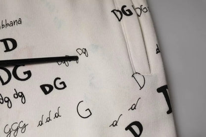 Dolce & Gabbana White Printed Cotton Jogger Sweatpants Pants by Dolce & Gabbana