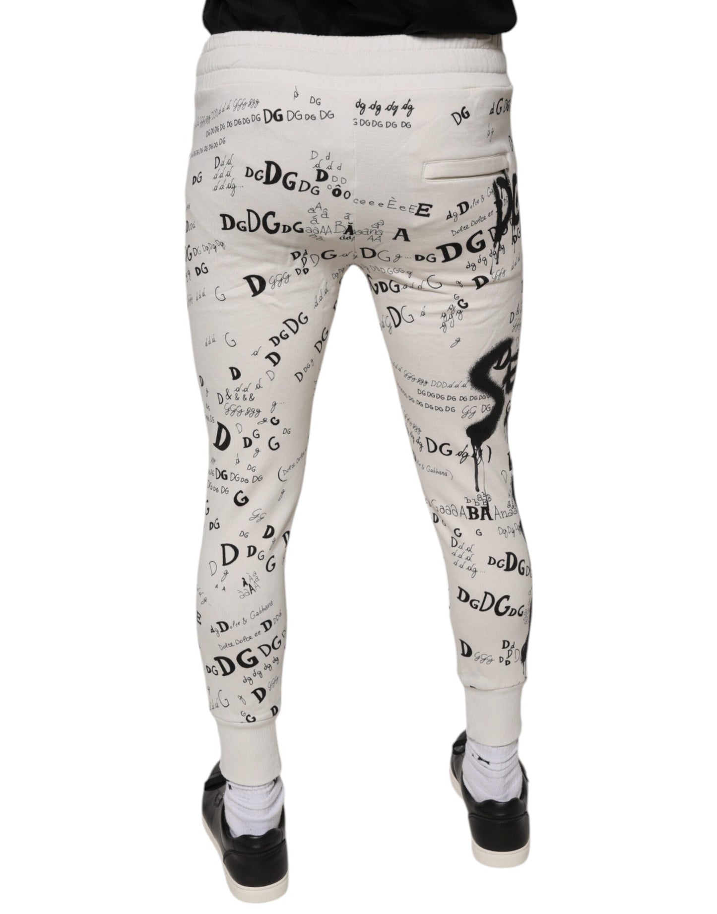 Dolce & Gabbana White Printed Cotton Jogger Sweatpants Pants by Dolce & Gabbana