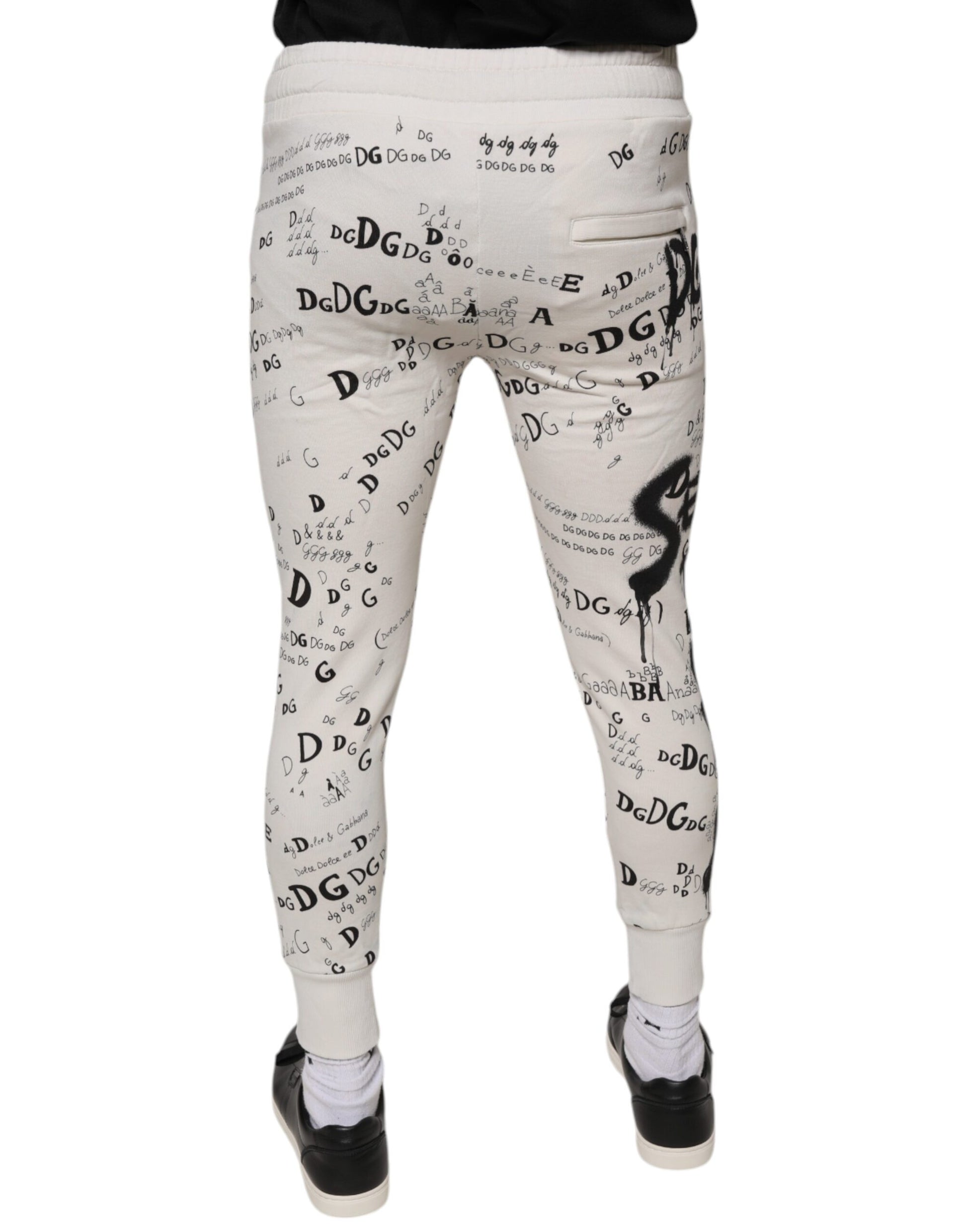 Dolce & Gabbana White Printed Cotton Jogger Sweatpants Pants by Dolce & Gabbana