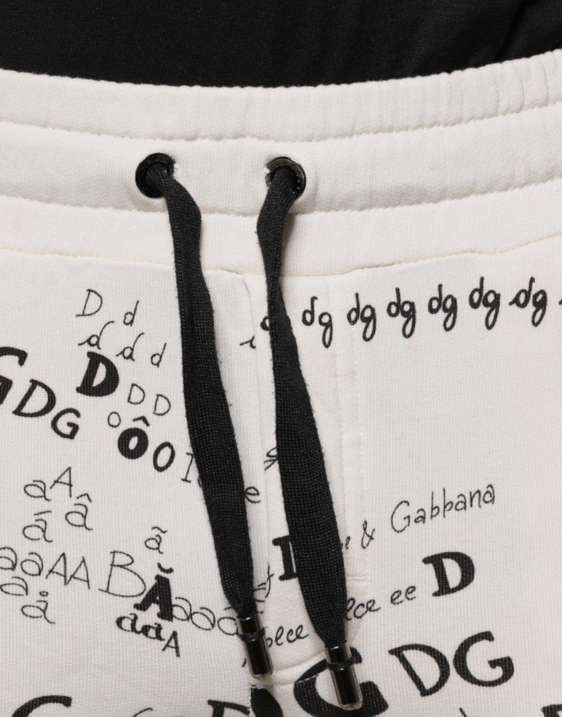 Dolce & Gabbana White Printed Cotton Jogger Sweatpants Pants by Dolce & Gabbana