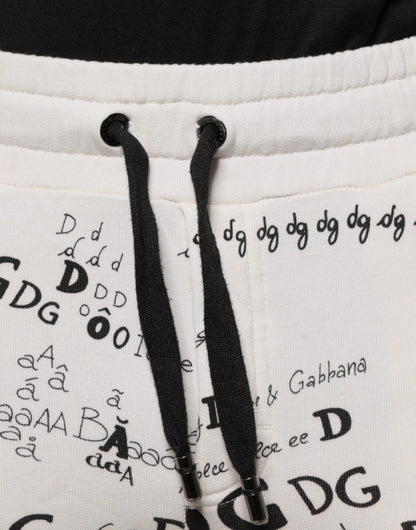 Dolce & Gabbana White Printed Cotton Jogger Sweatpants Pants by Dolce & Gabbana
