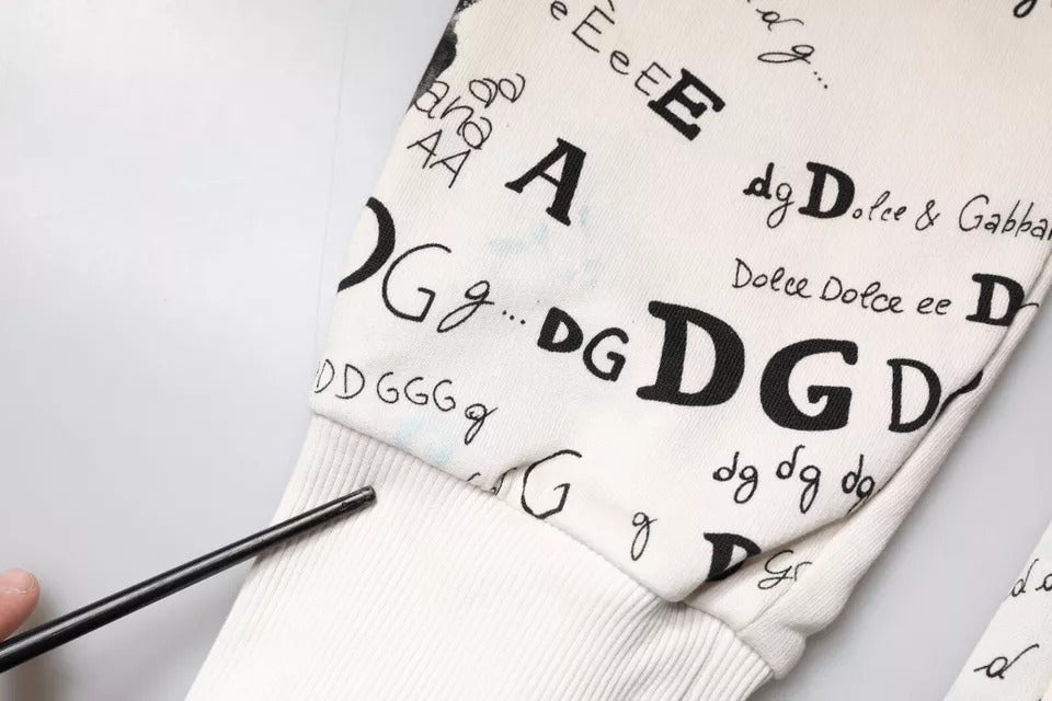 Dolce & Gabbana White Printed Cotton Jogger Sweatpants Pants by Dolce & Gabbana