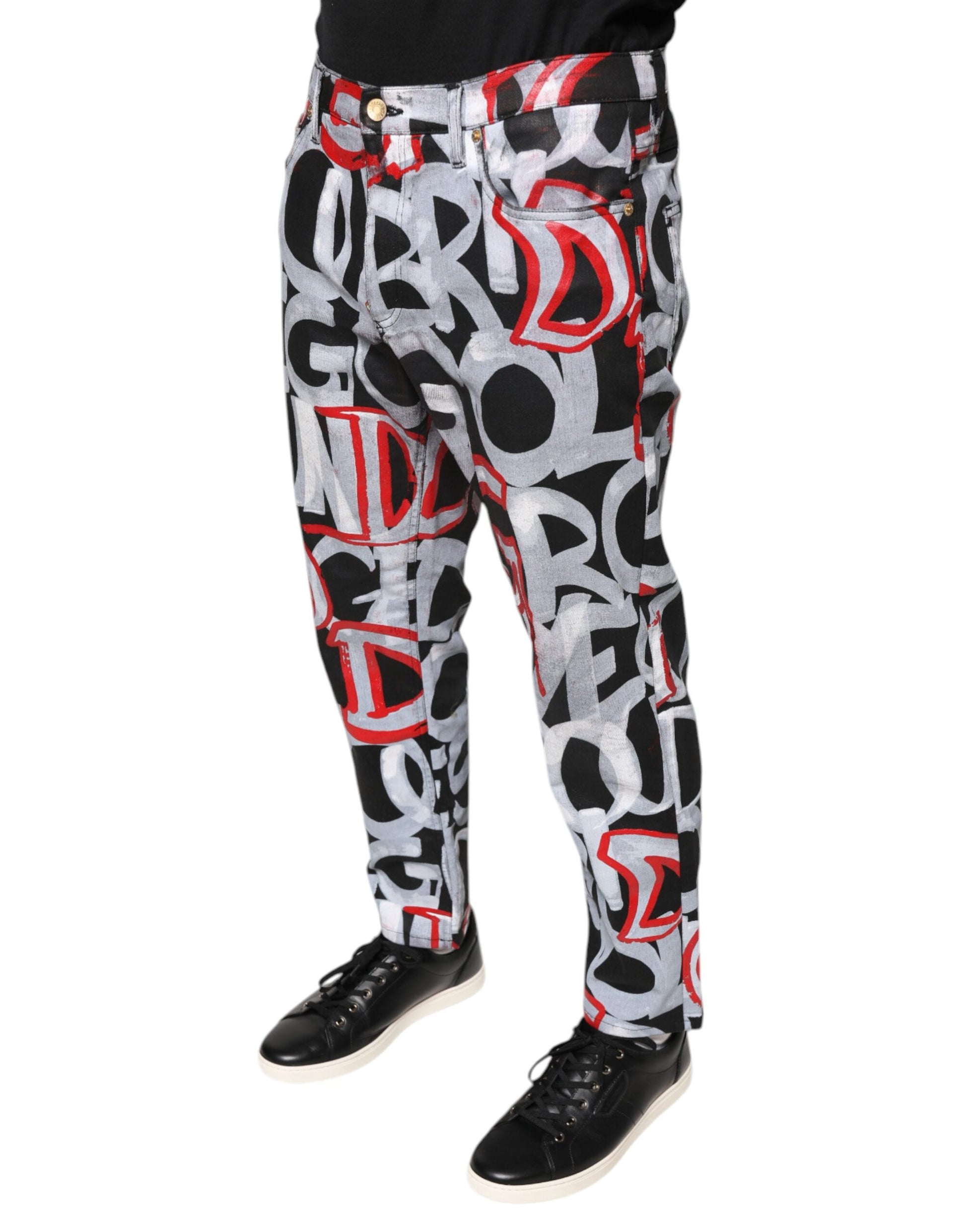 Dolce & Gabbana Multicolor Cotton Monogram Skinny Denim Jeans by Dolce & Gabbana
