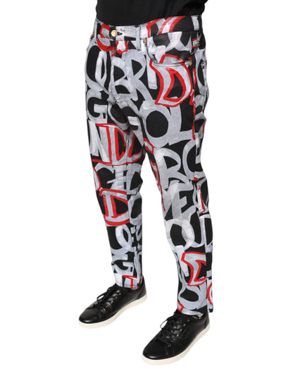 Dolce & Gabbana Multicolor Cotton Monogram Skinny Denim Jeans by Dolce & Gabbana