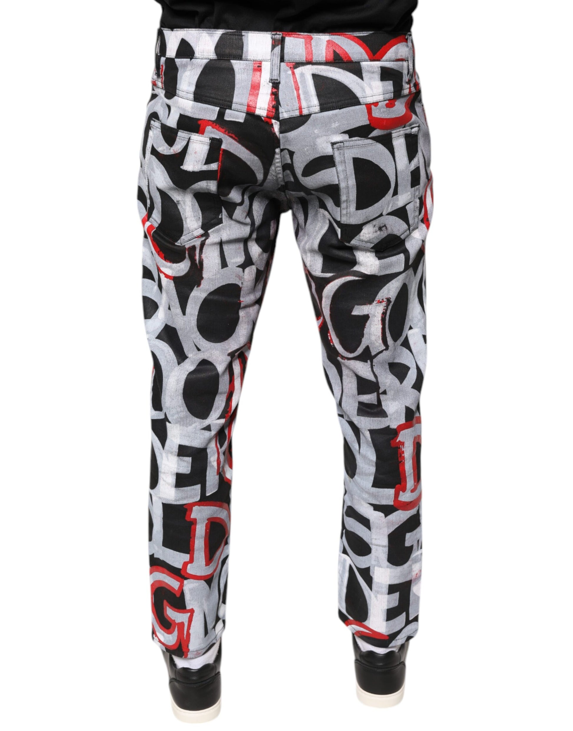 Dolce & Gabbana Multicolor Cotton Monogram Skinny Denim Jeans by Dolce & Gabbana