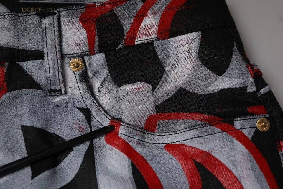 Dolce & Gabbana Multicolor Cotton Monogram Skinny Denim Jeans by Dolce & Gabbana