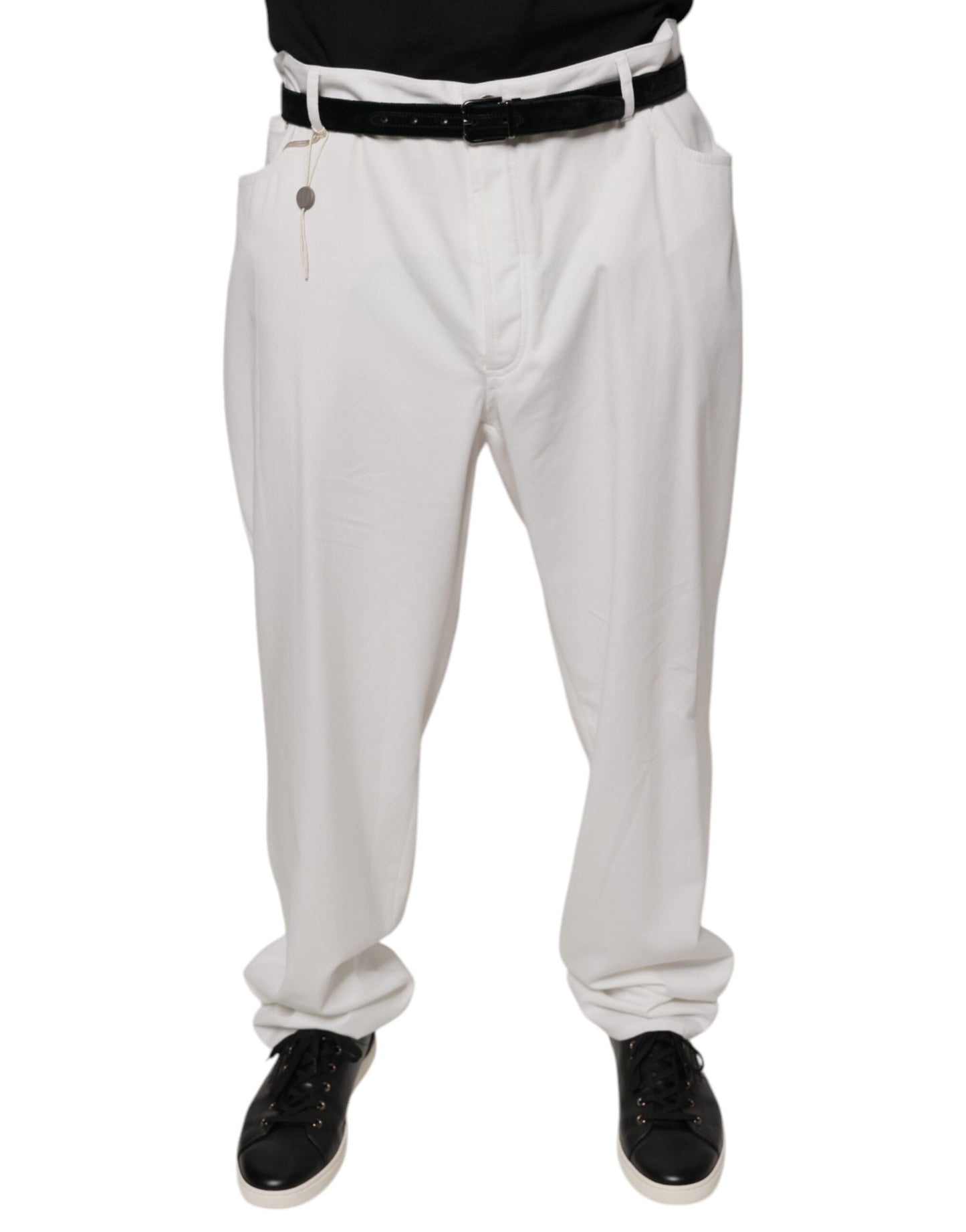 Brunello Cucinelli White Cotton Men Dress Tapered Pants by Brunello Cucinelli