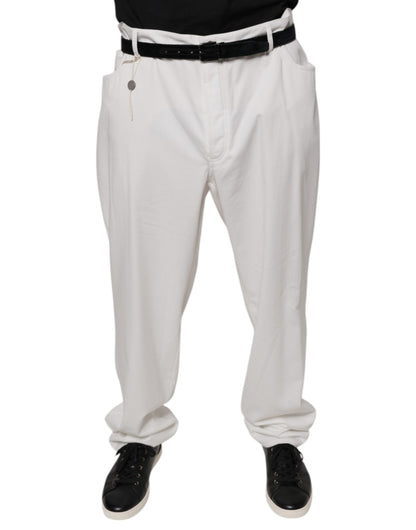 Brunello Cucinelli White Cotton Men Dress Tapered Pants by Brunello Cucinelli