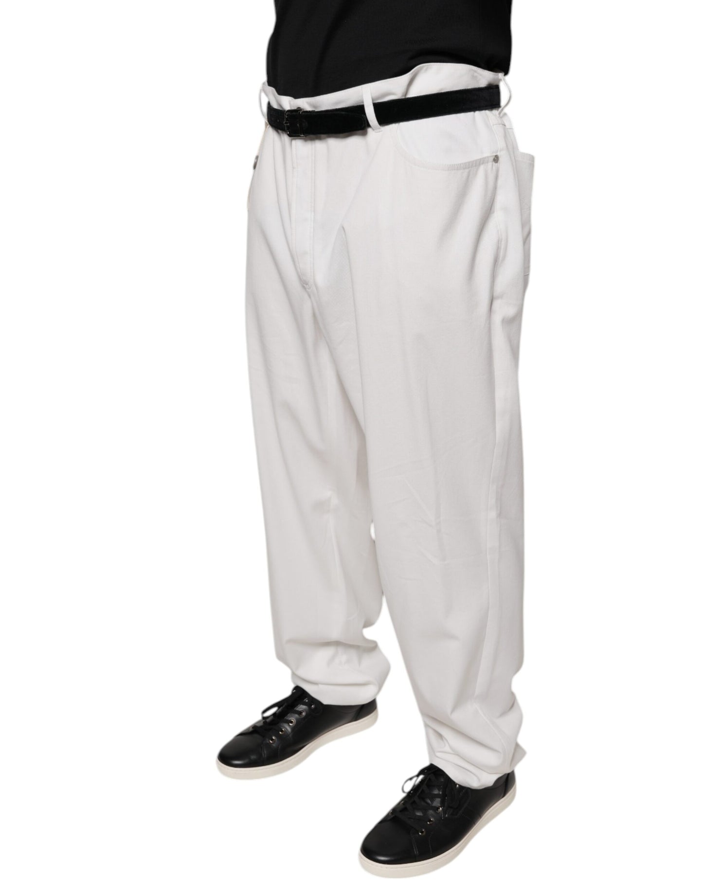 Brunello Cucinelli White Cotton Men Dress Tapered Pants by Brunello Cucinelli