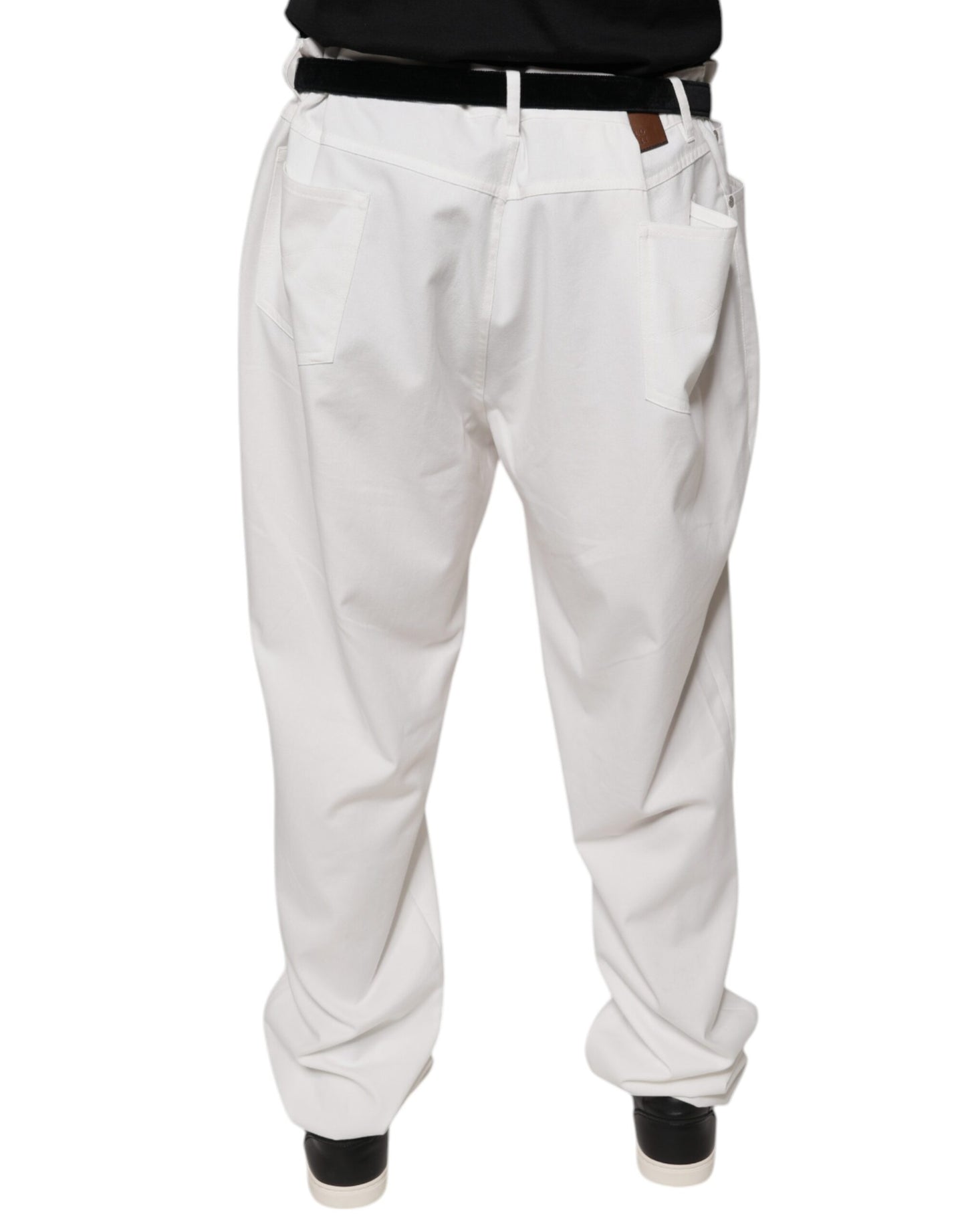 Brunello Cucinelli White Cotton Men Dress Tapered Pants by Brunello Cucinelli
