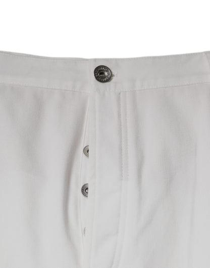 Brunello Cucinelli White Cotton Men Dress Tapered Pants by Brunello Cucinelli