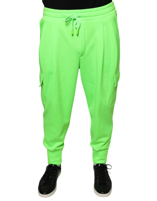 Dolce & Gabbana Neon Green Polyester Cargo Jogger Sweatpants Pants by Dolce & Gabbana