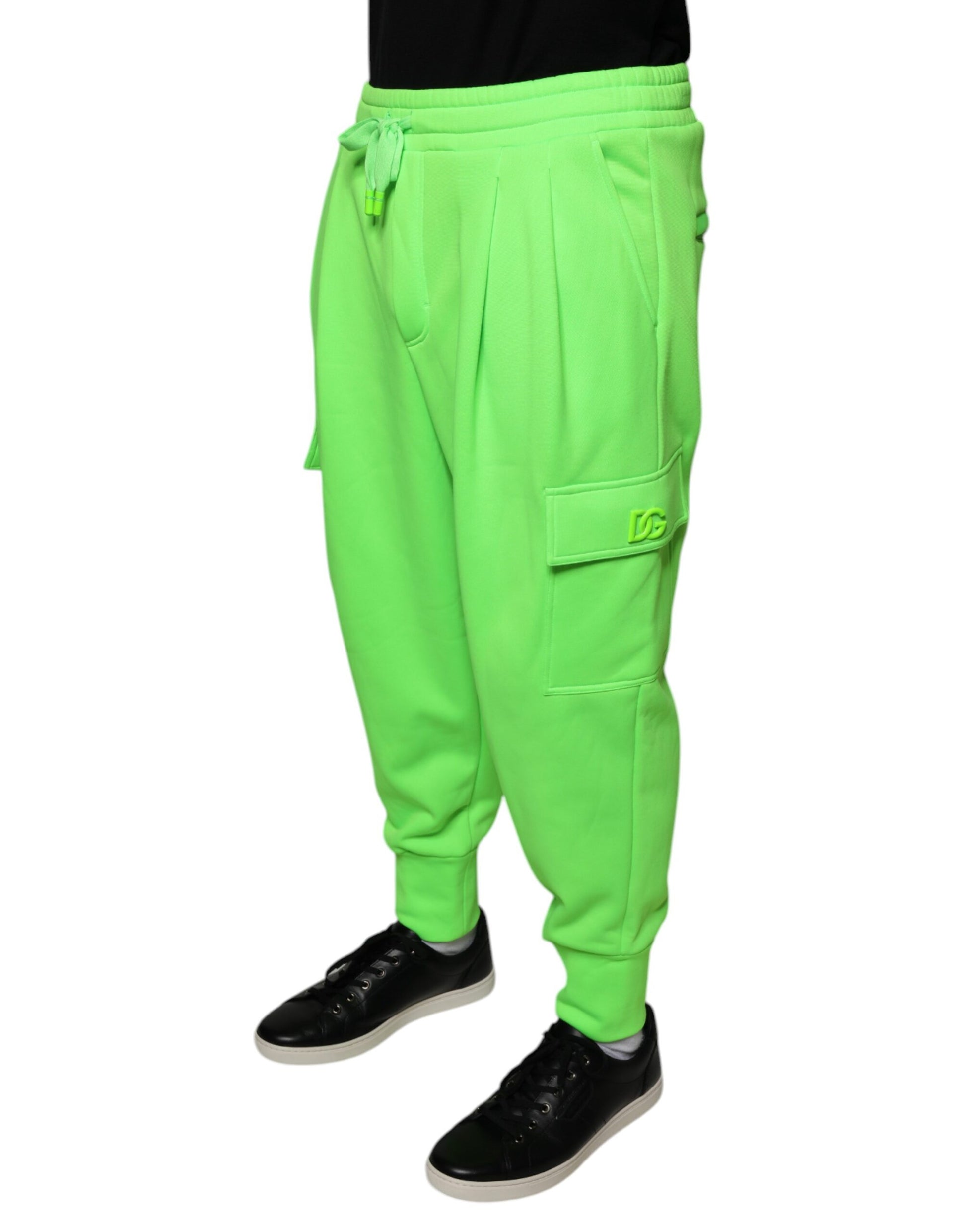 Dolce & Gabbana Neon Green Polyester Cargo Jogger Sweatpants Pants by Dolce & Gabbana