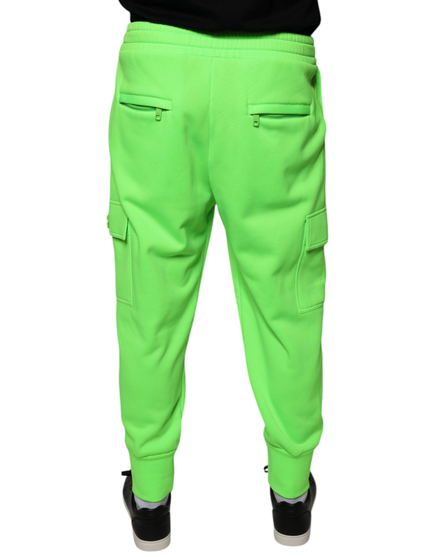 Dolce & Gabbana Neon Green Polyester Cargo Jogger Sweatpants Pants by Dolce & Gabbana