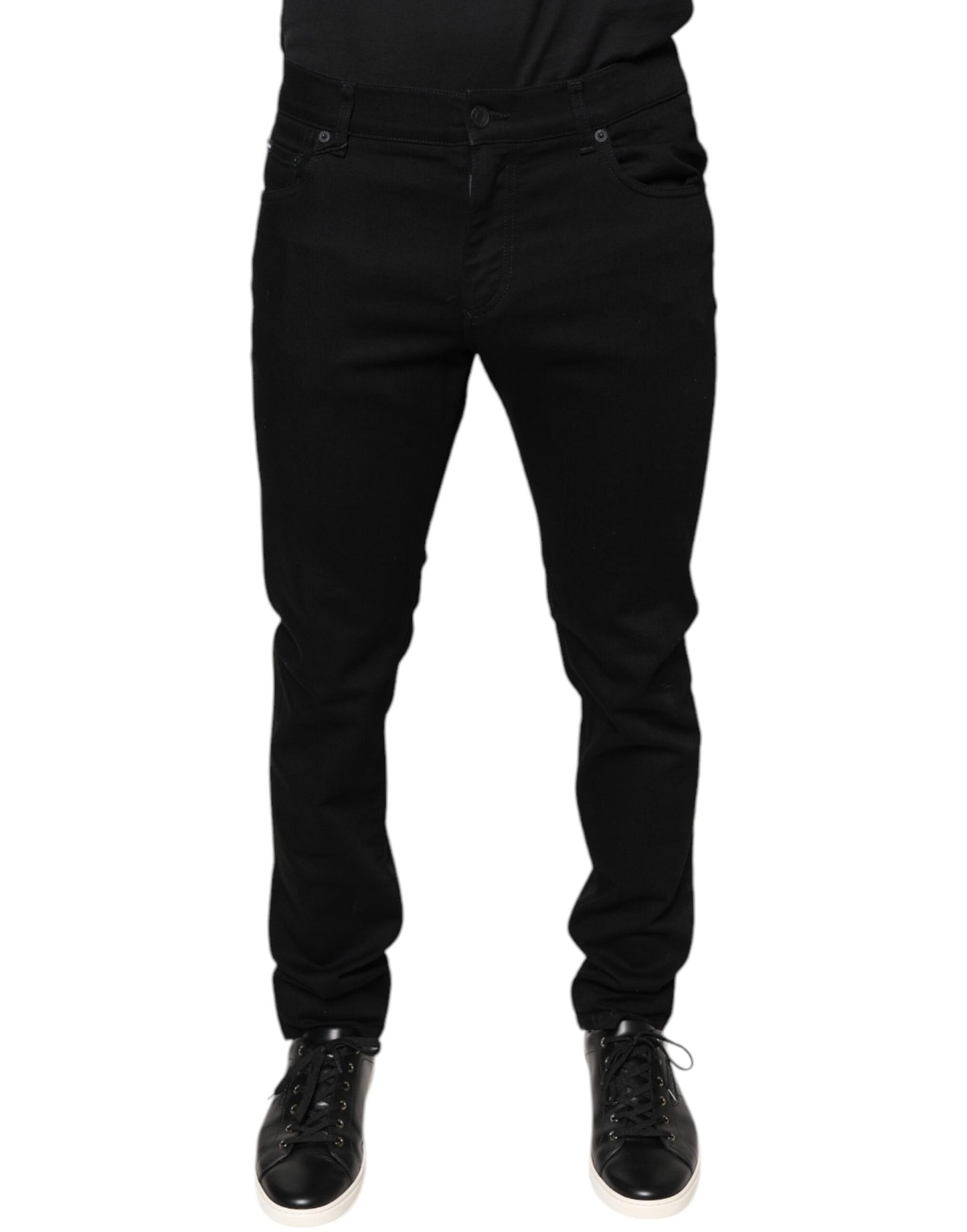 Dolce & Gabbana Black Cotton Stretch Skinny Men Denim Jeans by Dolce & Gabbana