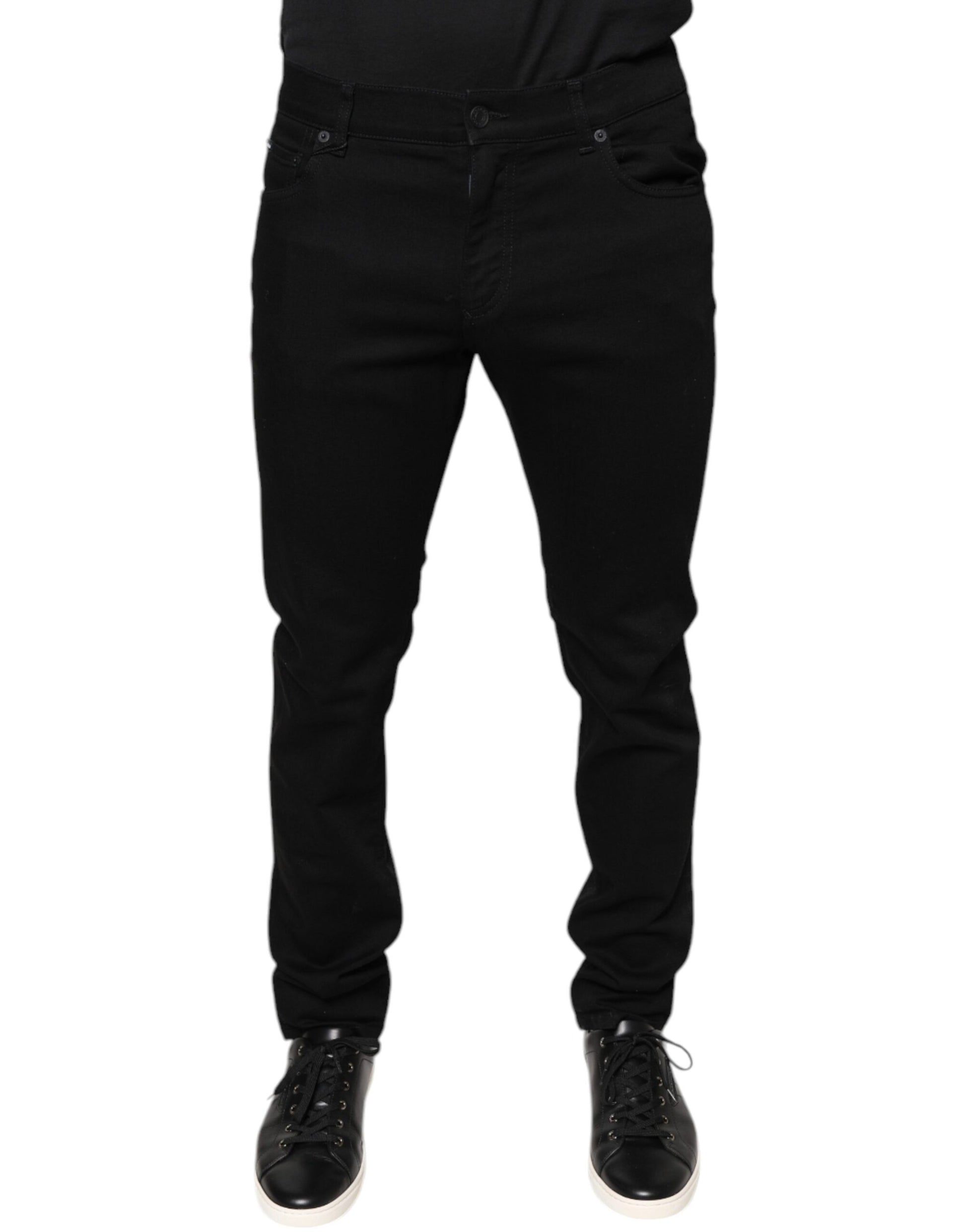 Dolce & Gabbana Black Cotton Stretch Skinny Men Denim Jeans by Dolce & Gabbana