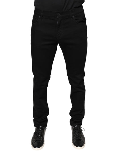 Dolce & Gabbana Black Cotton Stretch Skinny Men Denim Jeans by Dolce & Gabbana