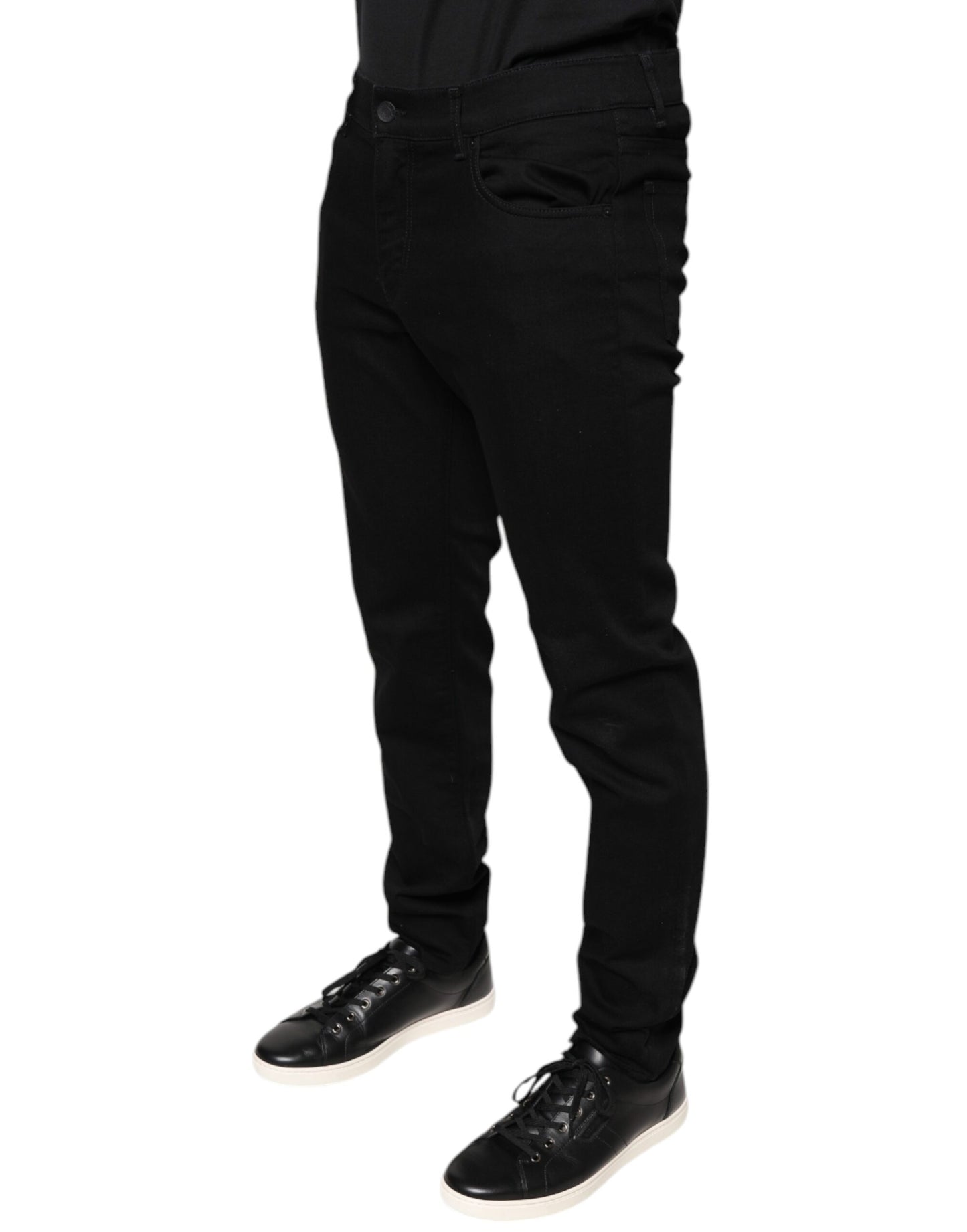 Dolce & Gabbana Black Cotton Stretch Skinny Men Denim Jeans by Dolce & Gabbana
