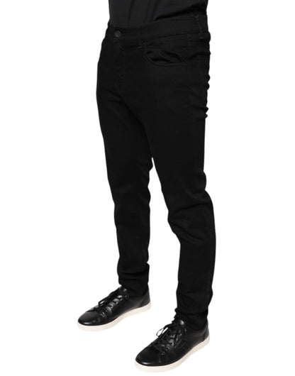 Dolce & Gabbana Black Cotton Stretch Skinny Men Denim Jeans by Dolce & Gabbana