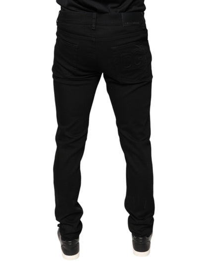Dolce & Gabbana Black Cotton Stretch Skinny Men Denim Jeans by Dolce & Gabbana