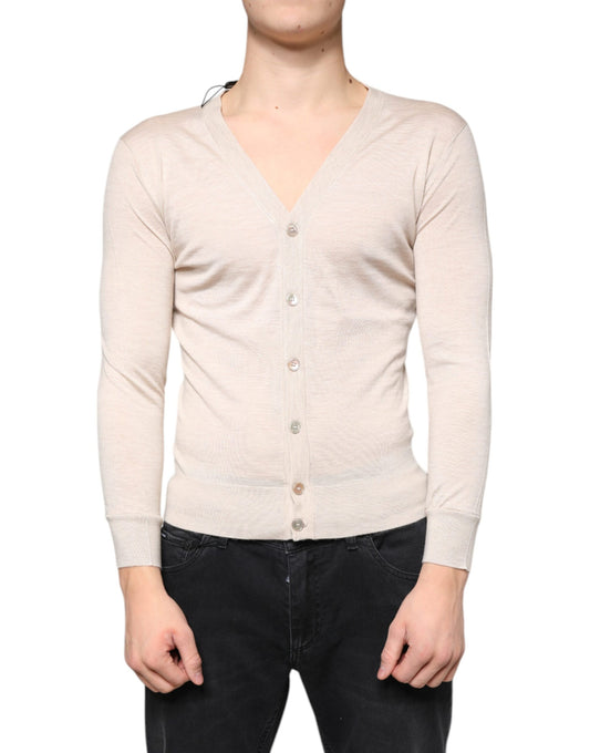 Dolce & Gabbana Beige Cashmere Button Down Cardigan Sweater by Dolce & Gabbana